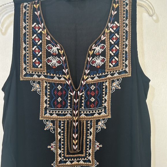 LUCKY BRAND SLEEVELESS EMBROIDERED TOP WOMEN SIZE SMALL BLACK - Picture 4 of 9